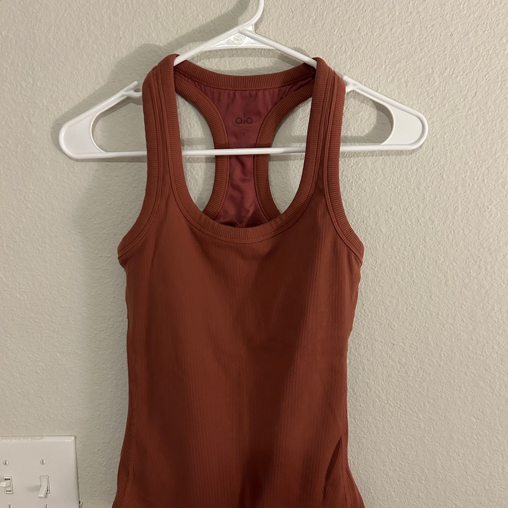 ALO Yoga Women's Full-Length Tank Top in Dark Pink/Red